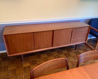 Danish teak extra large credenza/buffet size 78.5” x 18.5” x 29.5”