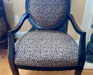 French Provencial Style Arm Chair with Animal Print Upholstery