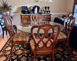 Glass Top Dining Table with 4 Chairs
