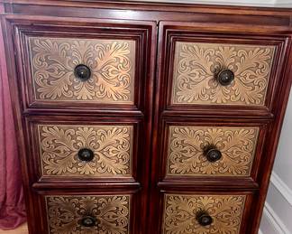 2 Door Cabinet with Embossed Metal Panels