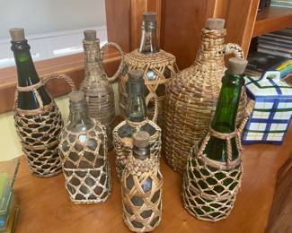 RATTAN WRAPPED GLASS BOTTLES