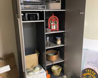 METAL CABINET AND STEREO EQUIPMENT 