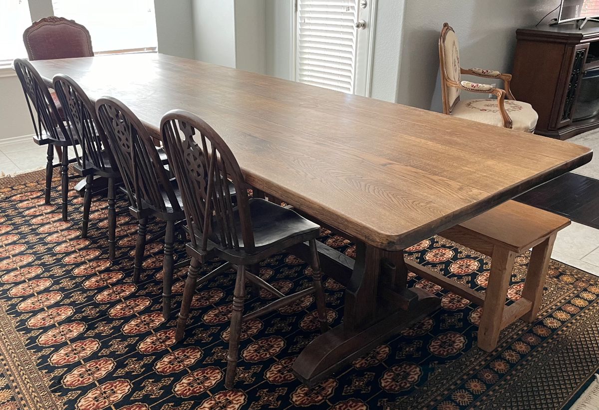 135 year-old 10 foot European walnut trestle table shipped from France
