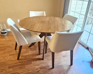 MCM Round Table And 4 Upholstered Chairs