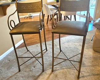 2 Iron and Leather Stools