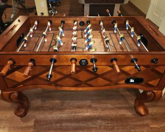 Unique All Wood Cabinet & Playing Surface Foosball Table With Carved Legs!