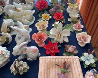 Porcelain flowers, vases