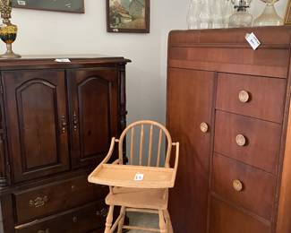 Antique highchair & chifferobe