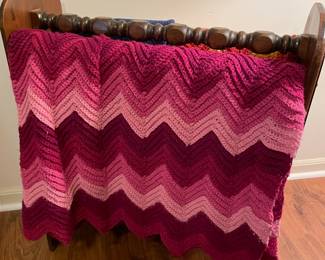 Quilt rack w/crocheted afghans