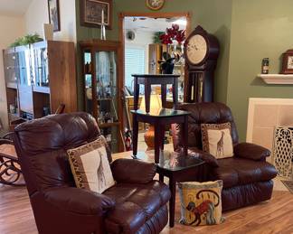 Franklin Leather Recliners, Accent Tables