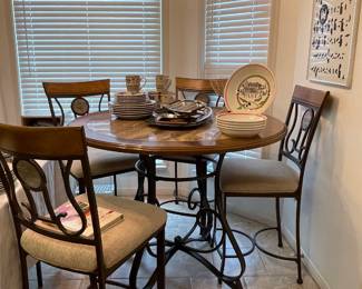 Bar Height Metal and Wood Table