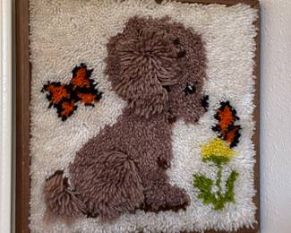 Vintage Framed Hook Rug