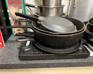 Cast iron pots and skillets