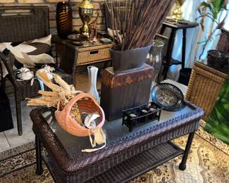 Ratan glass top coffee table