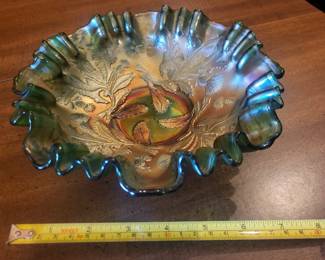 Small sample of carnival glass