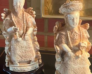 Wonderful antique tusk carved figures