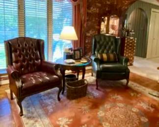 Leather tufted chairs