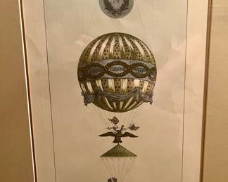 Antique balloon engraving Paris