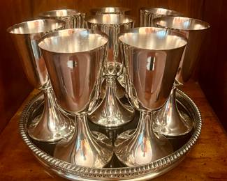Silver plate service of goblets