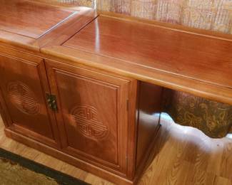 1960s George Zee Rosewood Chinoiserie Flip Top Bar Server