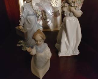 Lladro flower girl, school girl, Mrs Claus