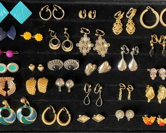 Vtg. clip and screw back earrings. Sarah Cov, Trifari and Monet