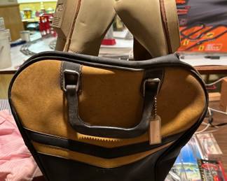 Vtg. bowling bag, ball and shoes