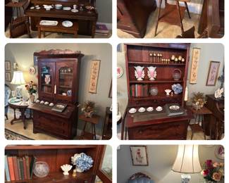 Empire Secretary Bookcase, Fine Porcelain, Old Books