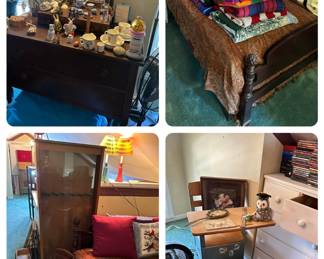 3rd Floor pieces- Gun cabinet, School Desk - Bed and Dresser