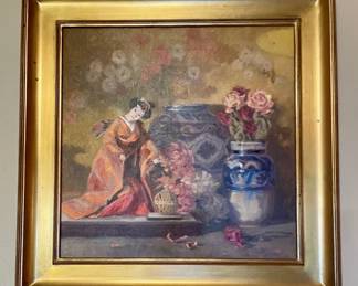  "Flower Music" 20x20 oil painting by James Bruce prestigious Oklahoma Governor's Arts award winner, signature member and board member of Oil Painters of America, as well as Salmagundi  Club of New York non- resident artist and signature member of the OK Society of Impressionists