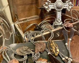 Vintage Bronze, Silver and Gold horse hair bolo ties by famous artists as seen in the National Cowboy & Western Heritage Museum.