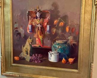  "Mysteries of the Orient"  20x20 oil painting by James Bruce prestigious Oklahoma Governor's Arts award winner, signature member and board member of Oil Painters of America, as well as Salmagundi  Club of New York non- resident artist and signature member of the OK Society of Impressionists