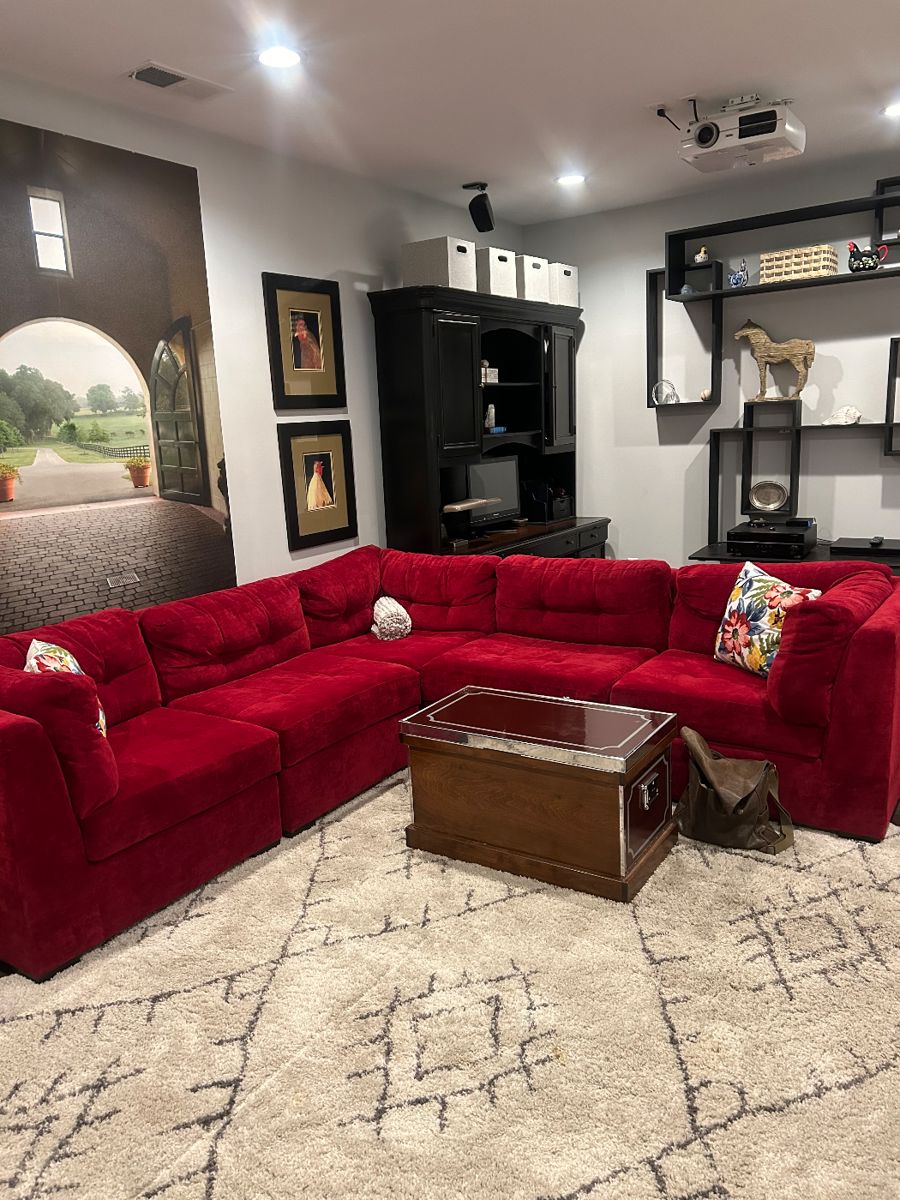 Gorgeous Cranberry Velvet Sectional