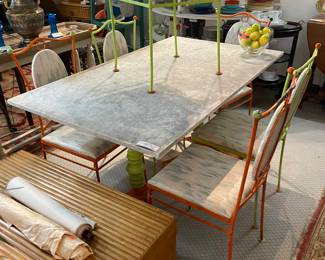 Ice Cream Party Marble and Iron Table with 6 Chairs!
