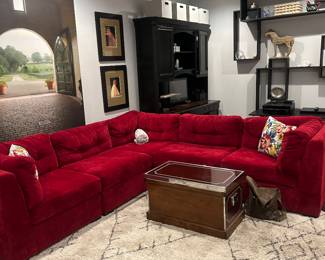 Gorgeous Cranberry Velvet Sectional