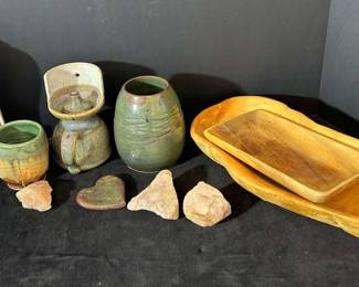 Green Pottery, Wooden Bowls, More