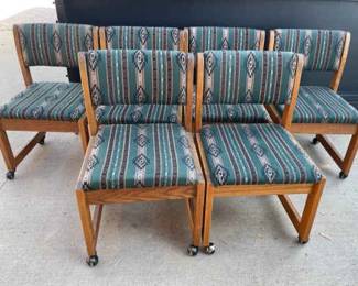 Six Dining Chairs On Casters