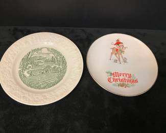 Homer Laughlin Pastorial Plate Vintage Baby Reindeer Christmas Candy Dish