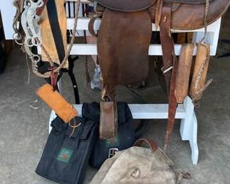Vintage Leather Saddle, Chaps, More