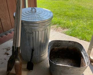 Galvanized Can, Tub, Pothole Digger, Scout Shovel