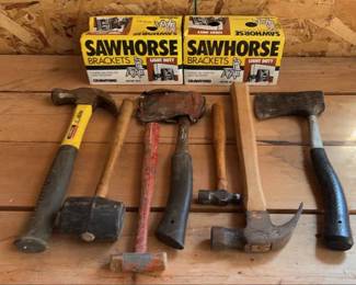 Sawhorse Brackets, Hammers, Hatchet