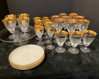 Gold Rimmed Glasses, Platters, Plates