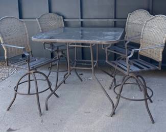 Glass High Top Table Four Chairs