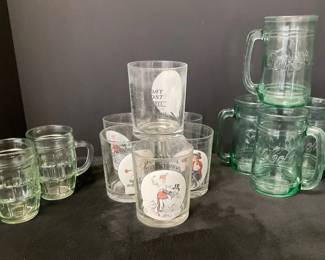 Norman Rockwell Glasses, Coke Mugs, Barrel Glasses