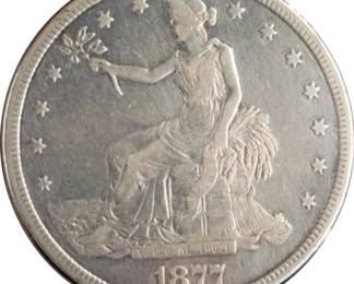 1877 S VF20 Trade Dollar Coinmodified