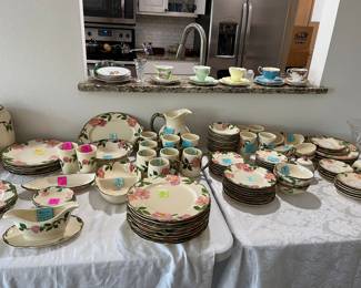 Desert Rose dishes from different eras - 1934 through 1963. 