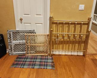 Twin brass bed and baby gates