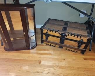 Trunk and small curio cabinet