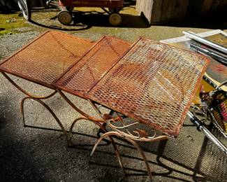 Vintage Salterini Mid Century Wrought Iron Nesting Side Tables