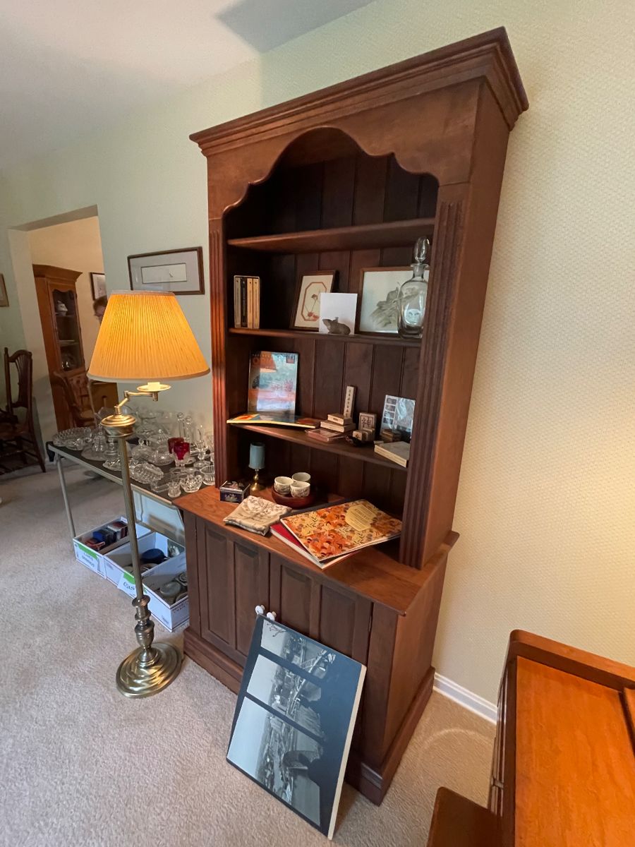 Beautiful wooden cabinet with hutch top